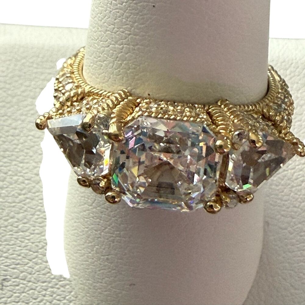 Judith Ripka 925 Sterling Silver 14K Gold Clad Ring Size 10 NEW